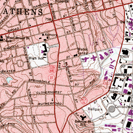 Topographic Map of Bloomfield Street Historic District, GA