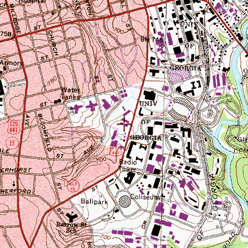 Topographic Map of Boggs Hall, GA