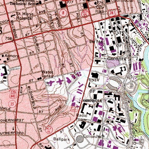Topographic Map of Bolton Hall, GA