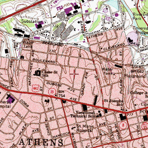 Topographic Map of Boulevard Historic District, GA