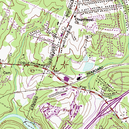 Topographic Map of Bowder Park, GA