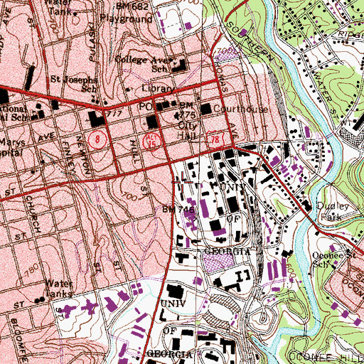 Topographic Map of Candler Hall, GA