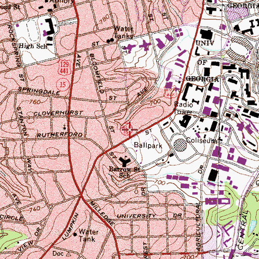 Topographic Map of Catholic Student Center, GA