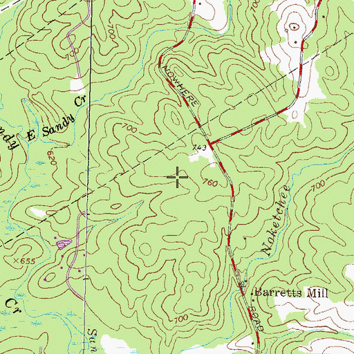 Topographic Map of Cherokee Forest, GA