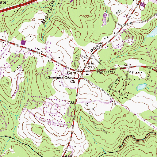 Topographic Map of Chestnut Grove School (historical), GA