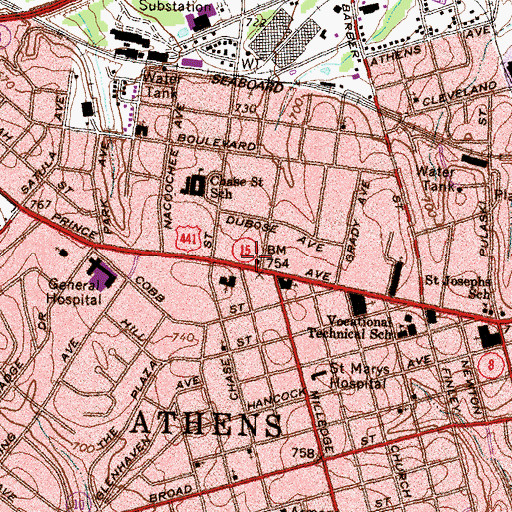 Topographic Map of Church of Christ, GA