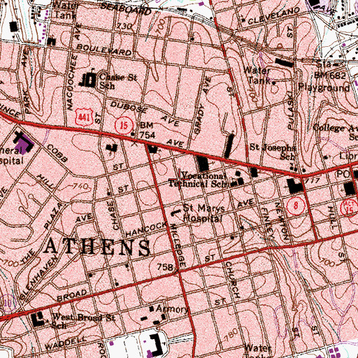 Topographic Map of Cobbham Historic District, GA