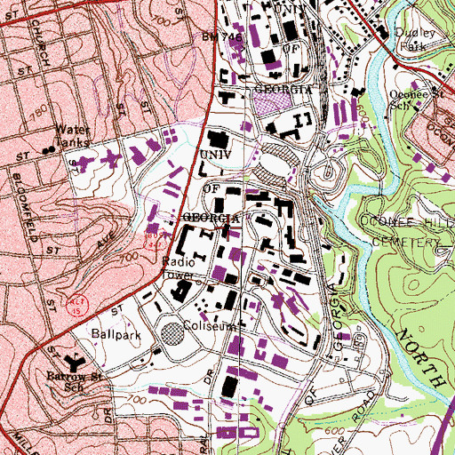 Topographic Map of Dawson Hall, GA