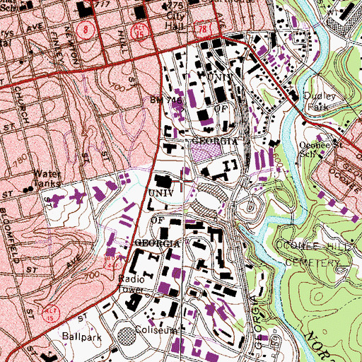 Topographic Map of Dean William Tate Student Center, GA