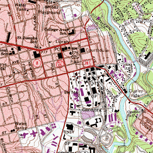 Topographic Map of Demosthenian Hall, GA