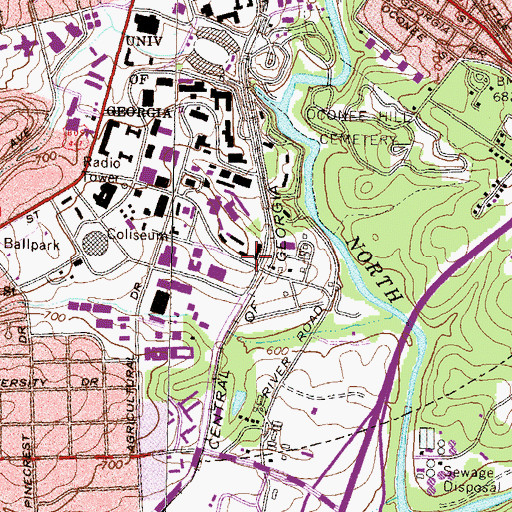 Topographic Map of Dudley Hall, GA