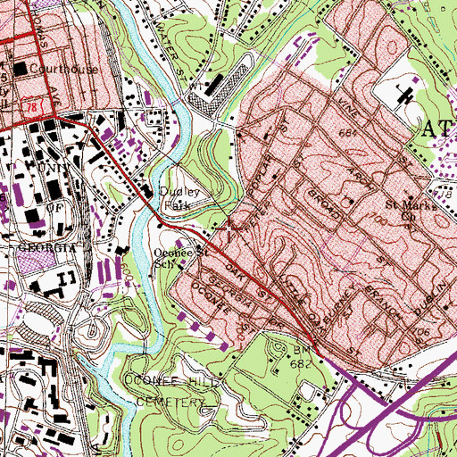 Topographic Map of Dudley Memorial Park, GA