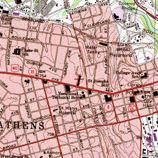 Topographic Map of Emmanuel Episcopal Church, GA