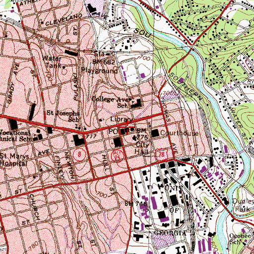Topographic Map of First Presbyterian Church, GA