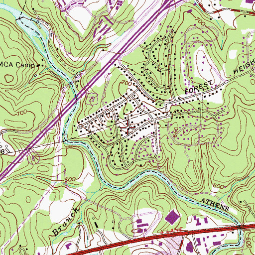 Topographic Map of Forest Heights, GA