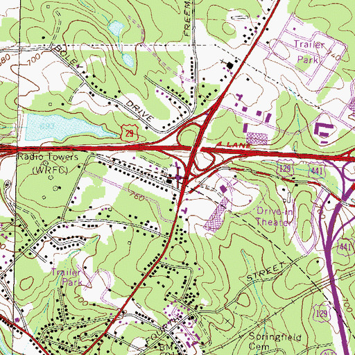 Topographic Map of Gateway Shopping Center, GA