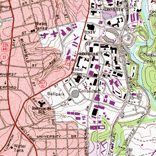 Topographic Map of Georgia Center, GA