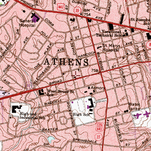 Topographic Map of Greater Bethel African Methodist Episcopal Church, GA