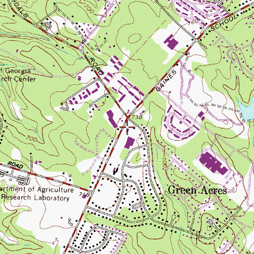 Topographic Map of Green Acres Shopping Center, GA