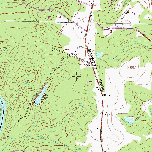 Topographic Map of Hickory Point, GA