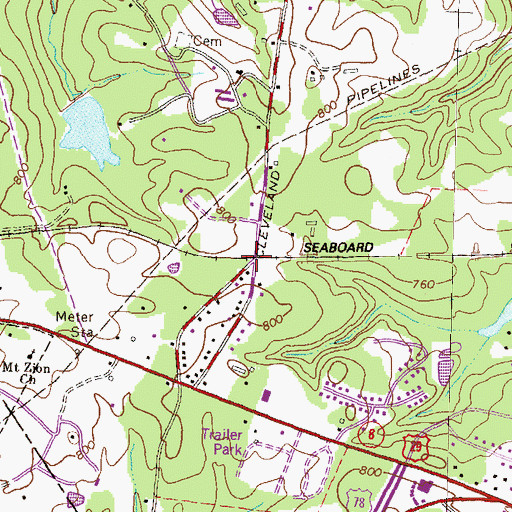 Topographic Map of Cleveland Station, GA