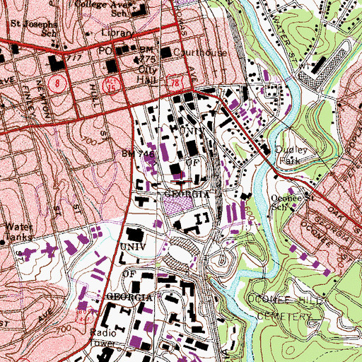 Topographic Map of LeConte Hall, GA