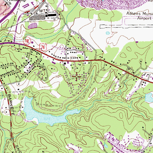 Topographic Map of Lexington Heights, GA