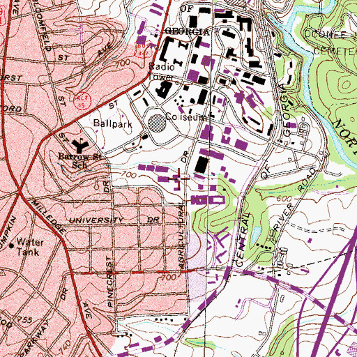 Topographic Map of McWhorter Hall, GA