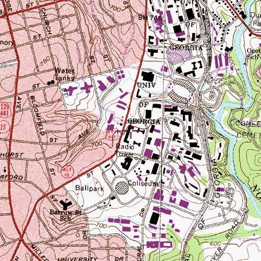 Topographic Map of Myers Hall, GA