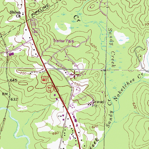 Topographic Map of North Place, GA