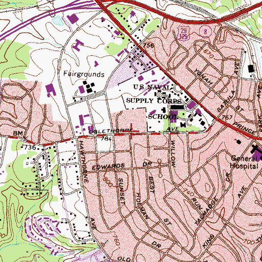 Topographic Map of Oglethorpe Avenue Historic District, GA