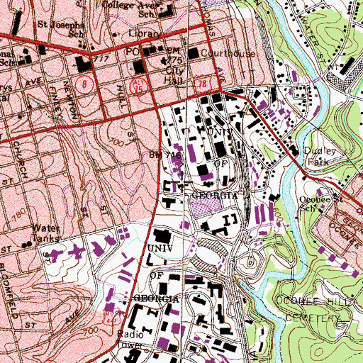 Topographic Map of Park Hall, GA