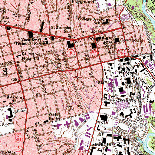 Topographic Map of Park View Homes, GA