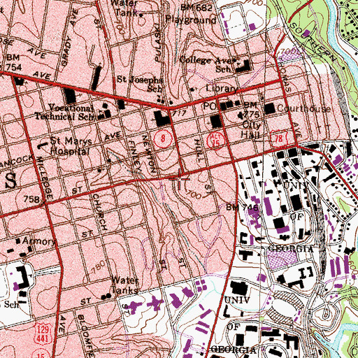 Topographic Map of Parkview Recreation Center, GA
