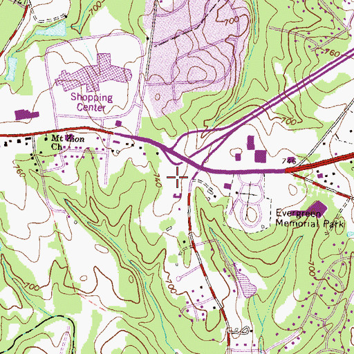 Topographic Map of Perimeter Square Shopping Center, GA