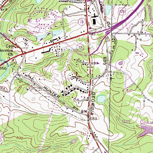 Topographic Map of Pinecrest Hills, GA