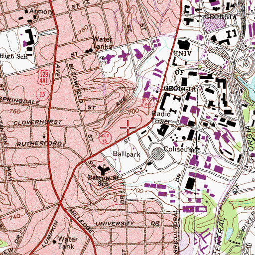 Topographic Map of Presbyterian Center, GA