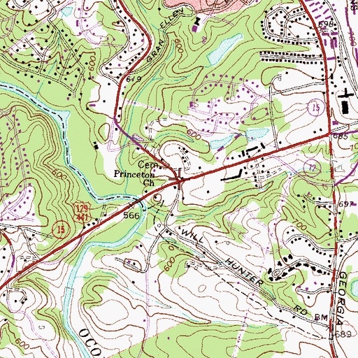 Topographic Map of Princeton, GA