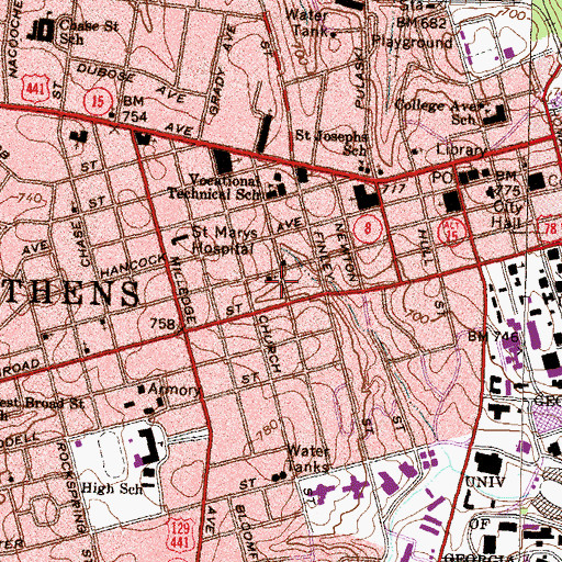 Topographic Map of Reese Street Historic District, GA