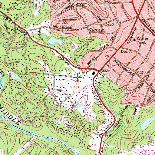 Topographic Map of Riverside, GA