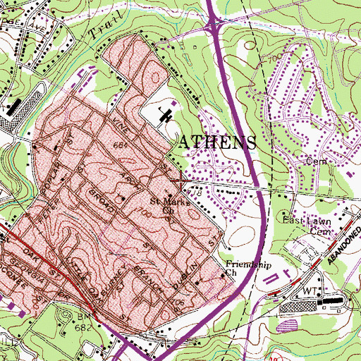 Topographic Map of Roberts Shopping Center, GA