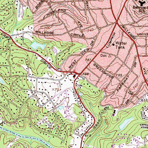 Topographic Map of Saint James Methodist Church, GA
