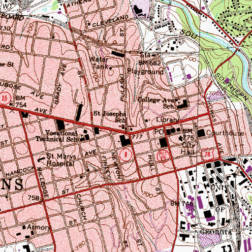 Topographic Map of Saint Josephs Roman Catholic Church, GA