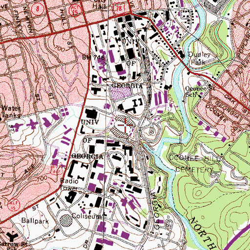 Topographic Map of Sanford Stadium, GA