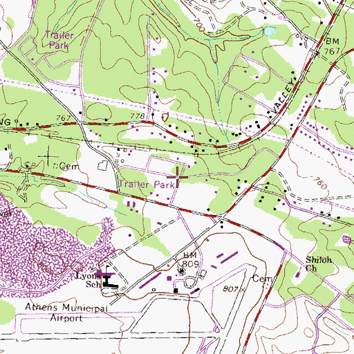 Topographic Map of Shoal Creek, GA
