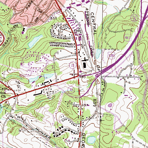 Topographic Map of Shops of South Athens Shopping Center, GA