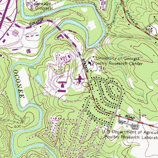 Topographic Map of Southeastern Environmental Research Laboratory, GA