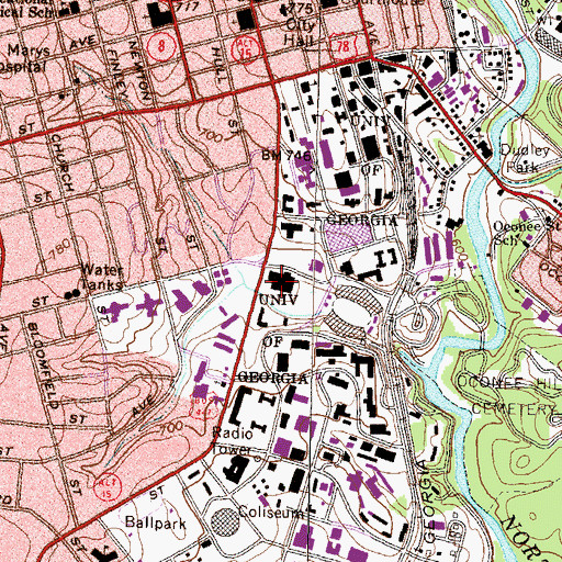 Topographic Map of Stegeman Hall, GA