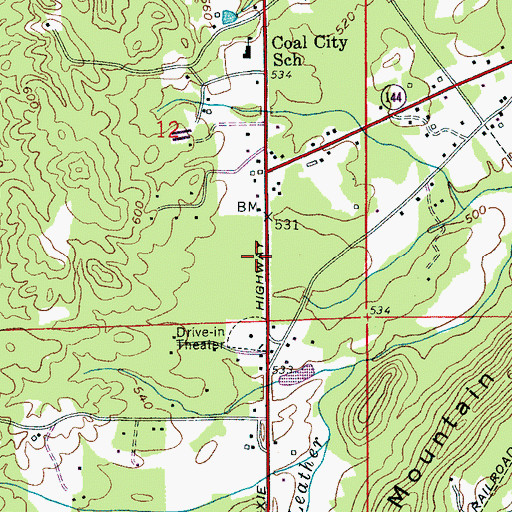 Topographic Map of Wattsville Post Office, AL