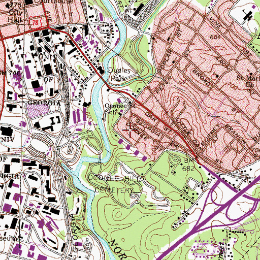 Topographic Map of Stonemill Run, GA